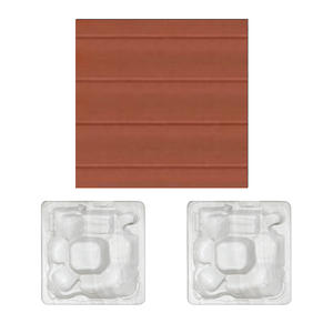 Wooden exterior panel light brown with silver white marble interior